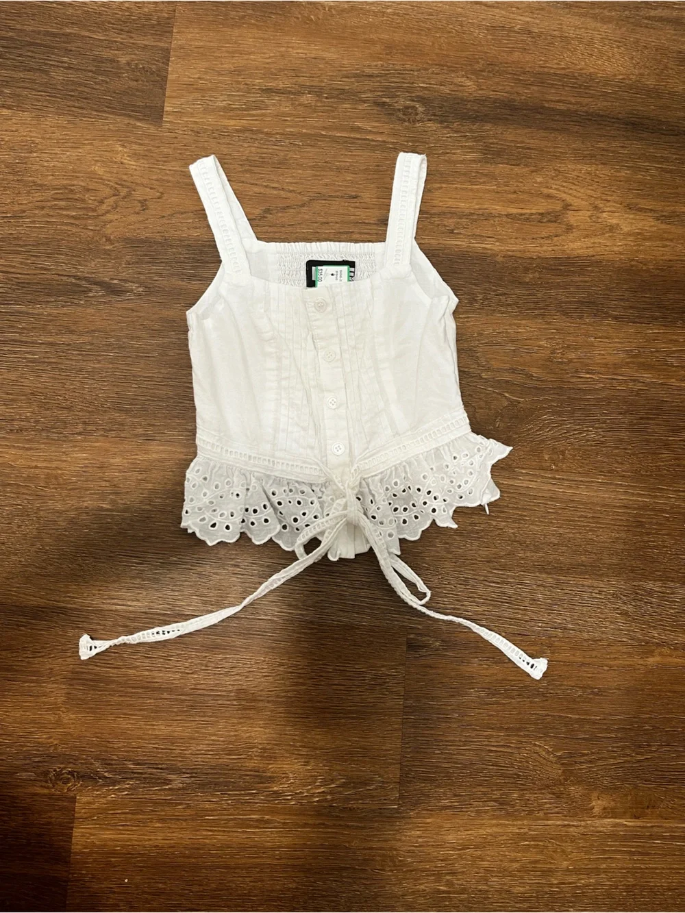 Katiej NYC White Eyelet Tank Crop Girl Top Size Small